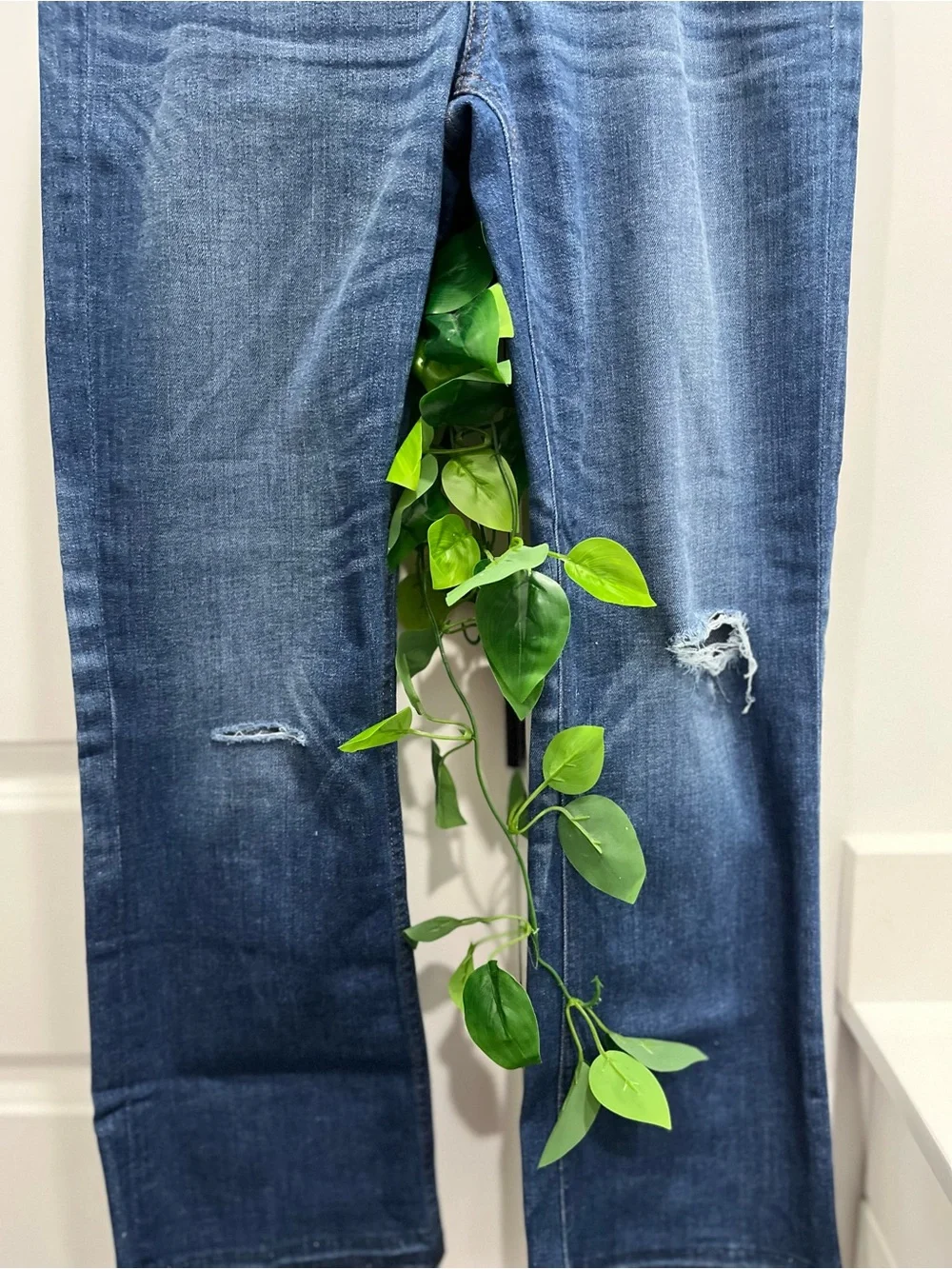 J. Crew Mid Wash Blue Straight-Leg Jeans with Subtle Distress